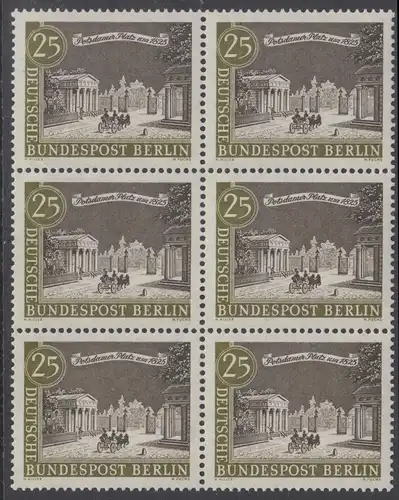 BERLIN 1962 Michel-Nummer 222 postfrisch vert.BLOCK(6) - Alt-Berlin: Potsdamer Platz