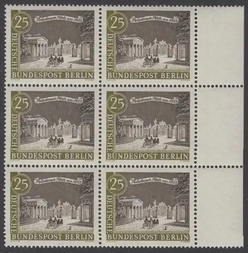 BERLIN 1962 Michel-Nummer 222 postfrisch vert.BLOCK(6) RÄNDER rechts - Alt-Berlin: Potsdamer Platz