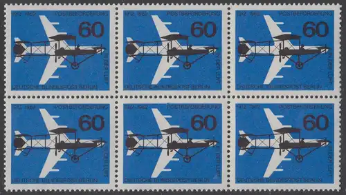 BERLIN 1962 Michel-Nummer 230 postfrisch horiz.BLOCK(6) - Luftpostbeförderung