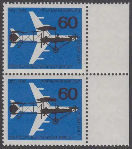 BERLIN 1962 Michel-Nummer 230 postfrisch vert.PAAR RÄNDER rechts - Luftpostbeförderung