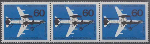 BERLIN 1962 Michel-Nummer 230 postfrisch horiz.STRIP(3) - Luftpostbeförderung