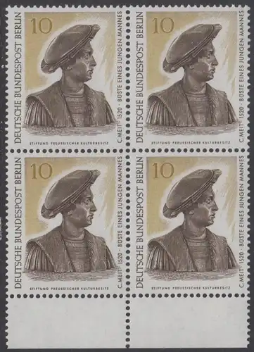 BERLIN 1967 Michel-Nummer 303 postfrisch BLOCK RÄNDER unten - Berliner Kunstschätze: Büste eines jungen Mannes