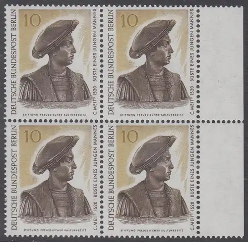 BERLIN 1967 Michel-Nummer 303 postfrisch BLOCK RÄNDER rechts - Berliner Kunstschätze: Büste eines jungen Mannes