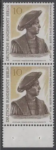 BERLIN 1967 Michel-Nummer 303 postfrisch vert.PAAR RAND unten - Berliner Kunstschätze: Büste eines jungen Mannes