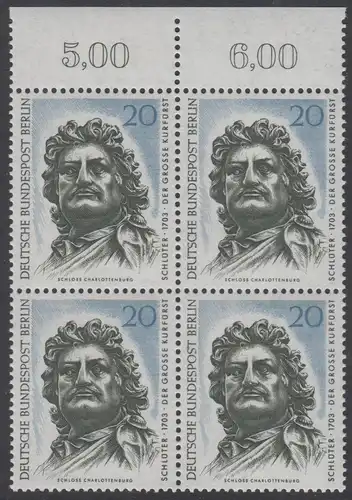 BERLIN 1967 Michel-Nummer 304 postfrisch BLOCK RÄNDER oben (a02) - Berliner Kunstschätze: Der Große Kurfürst, Kopf des Reiterstandbildes