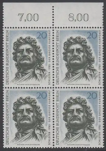 BERLIN 1967 Michel-Nummer 304 postfrisch BLOCK RÄNDER oben (a03) - Berliner Kunstschätze: Der Große Kurfürst, Kopf des Reiterstandbildes