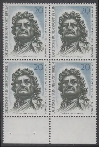 BERLIN 1967 Michel-Nummer 304 postfrisch BLOCK RÄNDER unten - Berliner Kunstschätze: Der Große Kurfürst, Kopf des Reiterstandbildes