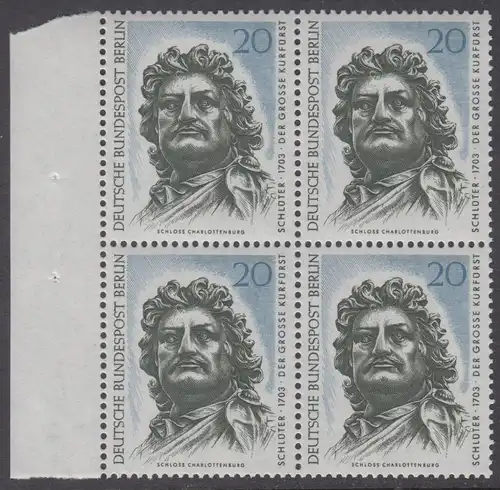 BERLIN 1967 Michel-Nummer 304 postfrisch BLOCK RÄNDER links - Berliner Kunstschätze: Der Große Kurfürst, Kopf des Reiterstandbildes