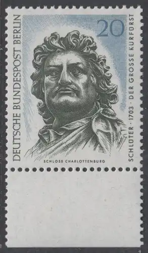 BERLIN 1967 Michel-Nummer 304 postfrisch EINZELMARKE RAND unten - Berliner Kunstschätze: Der Große Kurfürst, Kopf des Reiterstandbildes
