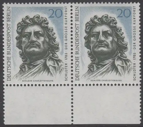 BERLIN 1967 Michel-Nummer 304 postfrisch horiz.PAAR RÄNDER rechts - Berliner Kunstschätze: Der Große Kurfürst, Kopf des Reiterstandbildes