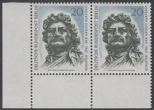 BERLIN 1967 Michel-Nummer 304 postfrisch horiz.PAAR ECKRAND unten links - Berliner Kunstschätze: Der Große Kurfürst, Kopf des Reiterstandbildes