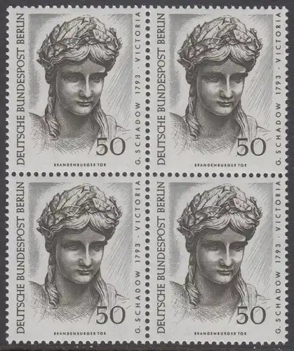 BERLIN 1967 Michel-Nummer 306 postfrisch BLOCK - Berliner Kunstschätze: Kopf der Victoria, Detail der Quadriga auf dem Brandenburger Tor