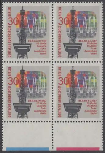 BERLIN 1967 Michel-Nummer 309 postfrisch BLOCK RÄNDER unten (a01) - Große Deutsche Funkausstellung, Berlin