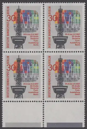 BERLIN 1967 Michel-Nummer 309 postfrisch BLOCK RÄNDER unten (a03) - Große Deutsche Funkausstellung, Berlin