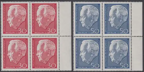 BERLIN 1967 Michel-Nummer 314-315 postfrisch SATZ(2) BLÖCKE RÄNDER rechts - Wiederwahl des Bundespräsidenten Heinrich Lübke
