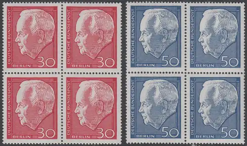 BERLIN 1967 Michel-Nummer 314-315 postfrisch SATZ(2) BLÖCKE - Wiederwahl des Bundespräsidenten Heinrich Lübke
