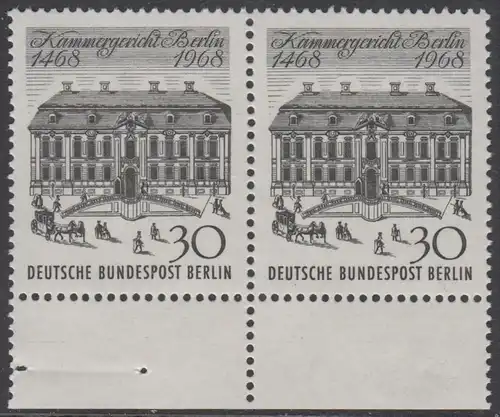 BERLIN 1968 Michel-Nummer 320 postfrisch horiz.PAAR RÄNDER unten - Kammergericht Berlin