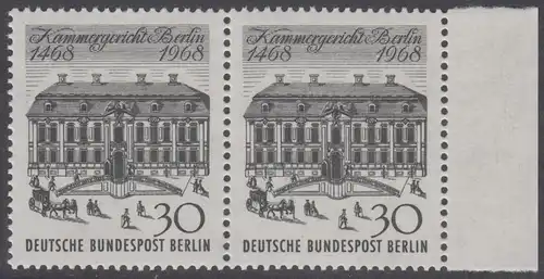 BERLIN 1968 Michel-Nummer 320 postfrisch horiz.PAAR RAND rechts - Kammergericht Berlin