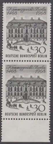 BERLIN 1968 Michel-Nummer 320 postfrisch vert.PAAR RAND unten - Kammergericht Berlin