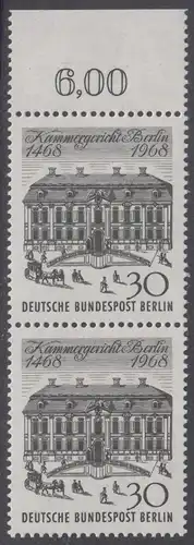 BERLIN 1968 Michel-Nummer 320 postfrisch vert.PAAR RAND oben (c) - Kammergericht Berlin