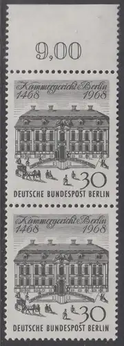 BERLIN 1968 Michel-Nummer 320 postfrisch vert.PAAR RAND oben (e) - Kammergericht Berlin