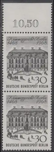 BERLIN 1968 Michel-Nummer 320 postfrisch vert.PAAR RAND oben (f) - Kammergericht Berlin