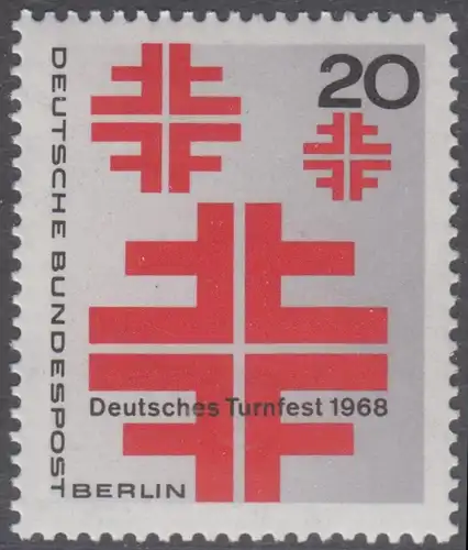 BERLIN 1968 Michel-Nummer 321 postfrisch EINZELMARKE - Deutsches Turnfest, Berlin
