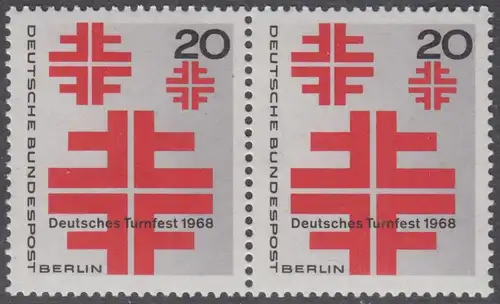 BERLIN 1968 Michel-Nummer 321 postfrisch horiz.PAAR - Deutsches Turnfest, Berlin