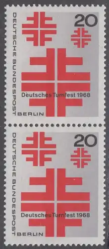 BERLIN 1968 Michel-Nummer 321 postfrisch vert.PAAR - Deutsches Turnfest, Berlin