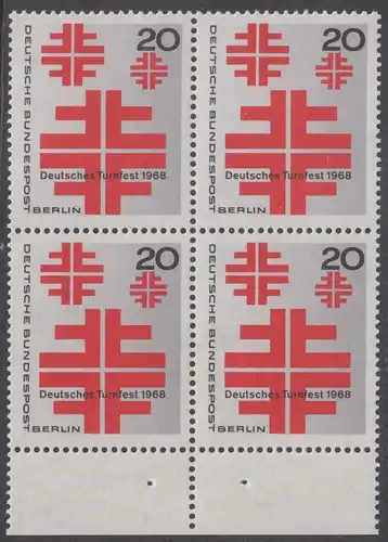 BERLIN 1968 Michel-Nummer 321 postfrisch BLOCK RÄNDER unten - Deutsches Turnfest, Berlin