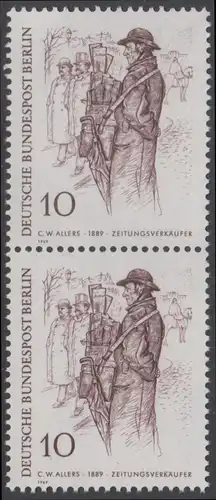 BERLIN 1969 Michel-Nummer 331 postfrisch vert.PAAR - Berliner des 19. Jahrhunderts: Zeitungsverkäufer