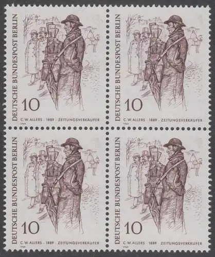 BERLIN 1969 Michel-Nummer 331 postfrisch BLOCK - Berliner des 19. Jahrhunderts: Zeitungsverkäufer