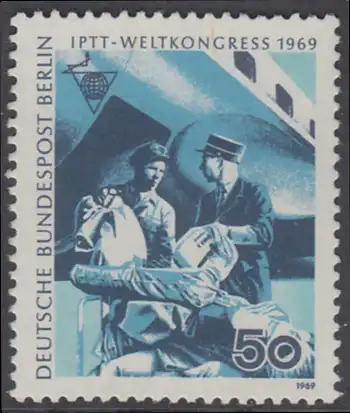 BERLIN 1969 Michel-Nummer 345 postfrisch EINZELMARKE - Weltkongress des Personals der Post-, Telegrafen- und Telefonbetriebe (IPTT), Berlin: Luftpost-Verladekräfte (Schweiz)