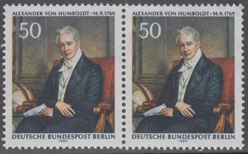 BERLIN 1969 Michel-Nummer 346 postfrisch horiz.PAAR - Alexander Freiherr von Humboldt, Naturforscher und Gelehrter