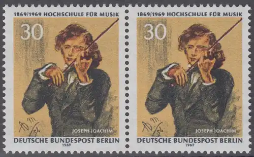 BERLIN 1969 Michel-Nummer 347 postfrisch horiz.PAAR - Hochschule für Musik Berlin, Joseph Joachim, 1. Direktor der Schule