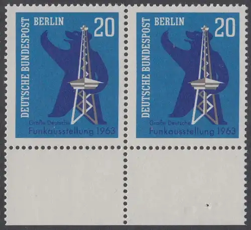 BERLIN 1963 Michel-Nummer 232 postfrisch horiz.PAAR RÄNDER unten - Große Deutsche Funkausstellung, Berlin