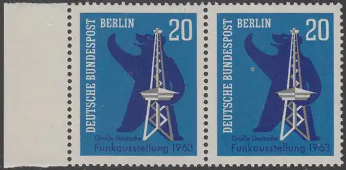 BERLIN 1963 Michel-Nummer 232 postfrisch horiz.PAAR RAND links - Große Deutsche Funkausstellung, Berlin