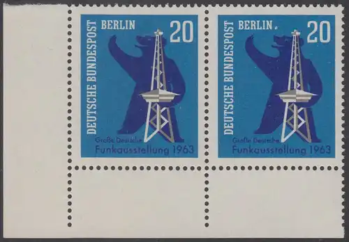 BERLIN 1963 Michel-Nummer 232 postfrisch horiz.PAAR ECKRAND unten links - Große Deutsche Funkausstellung, Berlin