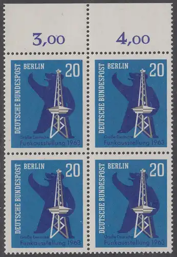 BERLIN 1963 Michel-Nummer 232 postfrisch BLOCK RÄNDER oben (a) - Große Deutsche Funkausstellung, Berlin