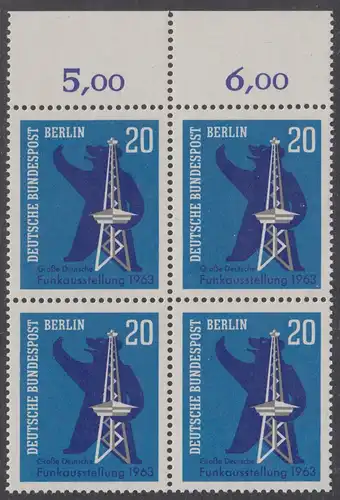BERLIN 1963 Michel-Nummer 232 postfrisch BLOCK RÄNDER oben (b) - Große Deutsche Funkausstellung, Berlin
