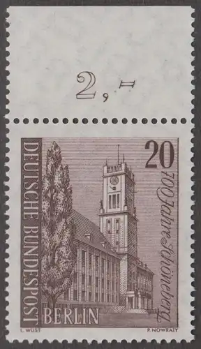 BERLIN 1964 Michel-Nummer 233 postfrisch EINZELMARKE RAND oben (0) - Schöneberg, Rathaus