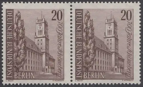 BERLIN 1964 Michel-Nummer 233 postfrisch horiz.PAAR - Schöneberg, Rathaus