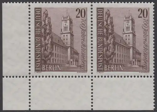 BERLIN 1964 Michel-Nummer 233 postfrisch horiz.PAAR ECKRAND unten links - Schöneberg, Rathaus