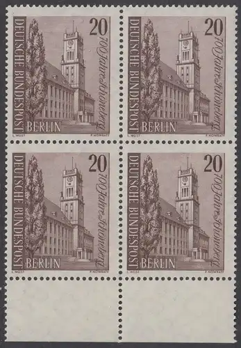 BERLIN 1964 Michel-Nummer 233 postfrisch BLOCK RÄNDER unten - Schöneberg, Rathaus