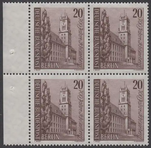 BERLIN 1964 Michel-Nummer 233 postfrisch BLOCK RÄNDER links - Schöneberg, Rathaus