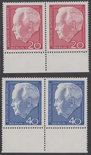 BERLIN 1964 Michel-Nummer 234-235 postfrisch SATZ(2) horiz.PAARE RÄNDER unten - Wiederwahl des Bundespräsidenten Heinrich Lübke