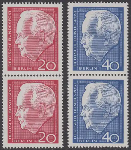 BERLIN 1964 Michel-Nummer 234-235 postfrisch SATZ(2) vert.PAARE - Wiederwahl des Bundespräsidenten Heinrich Lübke