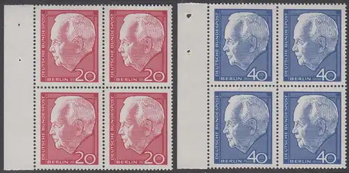 BERLIN 1964 Michel-Nummer 234-235 postfrisch SATZ(2) BLÖCKE RÄNDER links - Wiederwahl des Bundespräsidenten Heinrich Lübke
