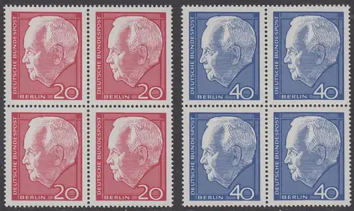 BERLIN 1964 Michel-Nummer 234-235 postfrisch SATZ(2) BLÖCKE - Wiederwahl des Bundespräsidenten Heinrich Lübke