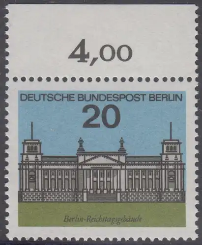 BERLIN 1964 Michel-Nummer 236 postfrisch EINZELMARKE RAND oben (a) - Hauptstädte der Länder der Bundesrepublik Deutschland: Berlin